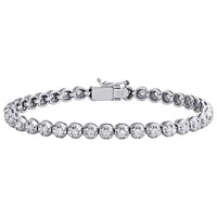 "10K WeißGold Rund Diamant Krone SolitäR Krappenfassung 7\" Armband 2,07 Ct"