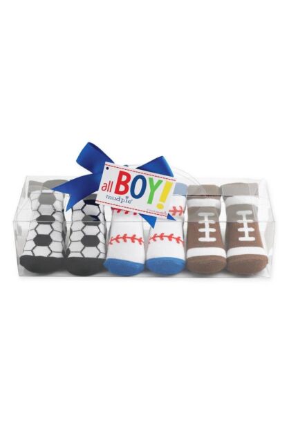 Mud Pie 142437 Baby Boys &#039;Sport&#039;s Ball&#039; Socks Set Multi-Color Size 0-12 M/O