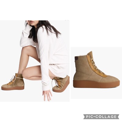 $325 Rag & Bone Oslo Lace Up Suede Lined Boots Size 38.5 EU Size 8 US Women