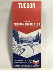 1970 CHEVRON TRAVEL CLUB MAP TUCSON ARIZONA State and Local Highway Road Street