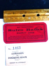 VINTAGE LOT OF 2  TICKET +TICKETSTUB SUTRO BATHS + DRESSING ROOM SAN FRANCISCO