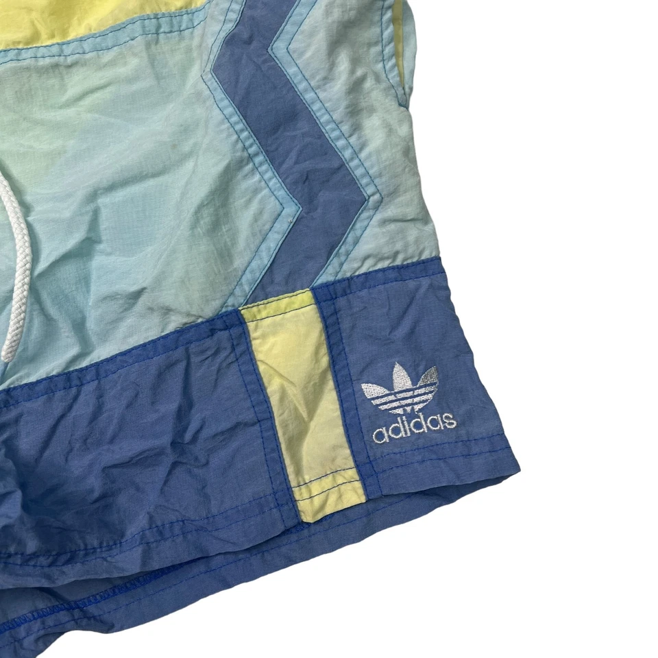 Adidas De Colección Años 80 Bañador Pantalones Cortos 5" Entrepierna Forro Integrado Azul Verde Grande Foto 3 de 4