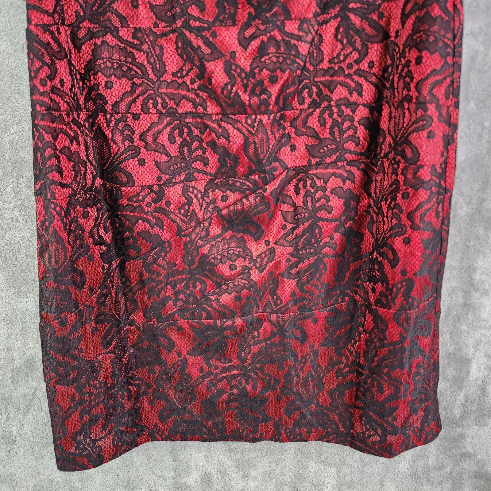 Mini abito donna Alyx rosso e nero pizzo sovrapposto maniche corte con cintura taglia 12