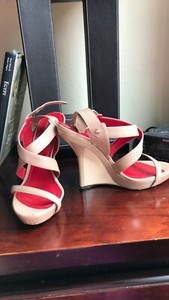 light pink wedge heels