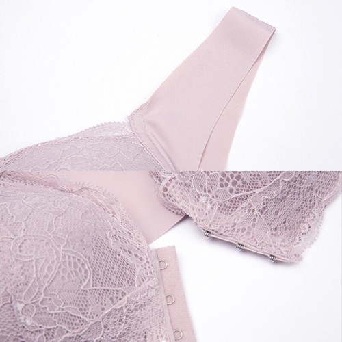 Women Non Wired Front Fastening Push Up Bra Top Ladies Lace Soft Cup Plus Size ∧ - Bild 12 von 21