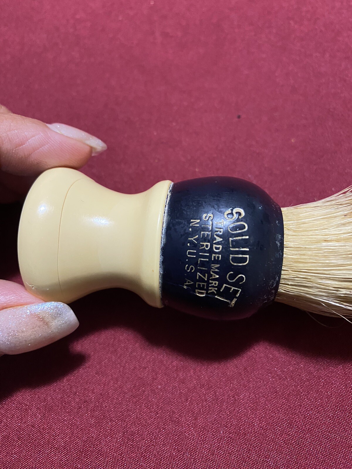 Vintage Majestic Shaving Lather Brush Black Yellow Barber Shop Item 4.5