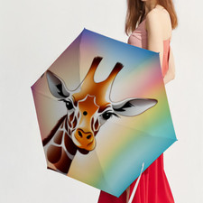 Umbrella - The Colorful Up Close Giraffe 5 Folding UV Protection Umbrella