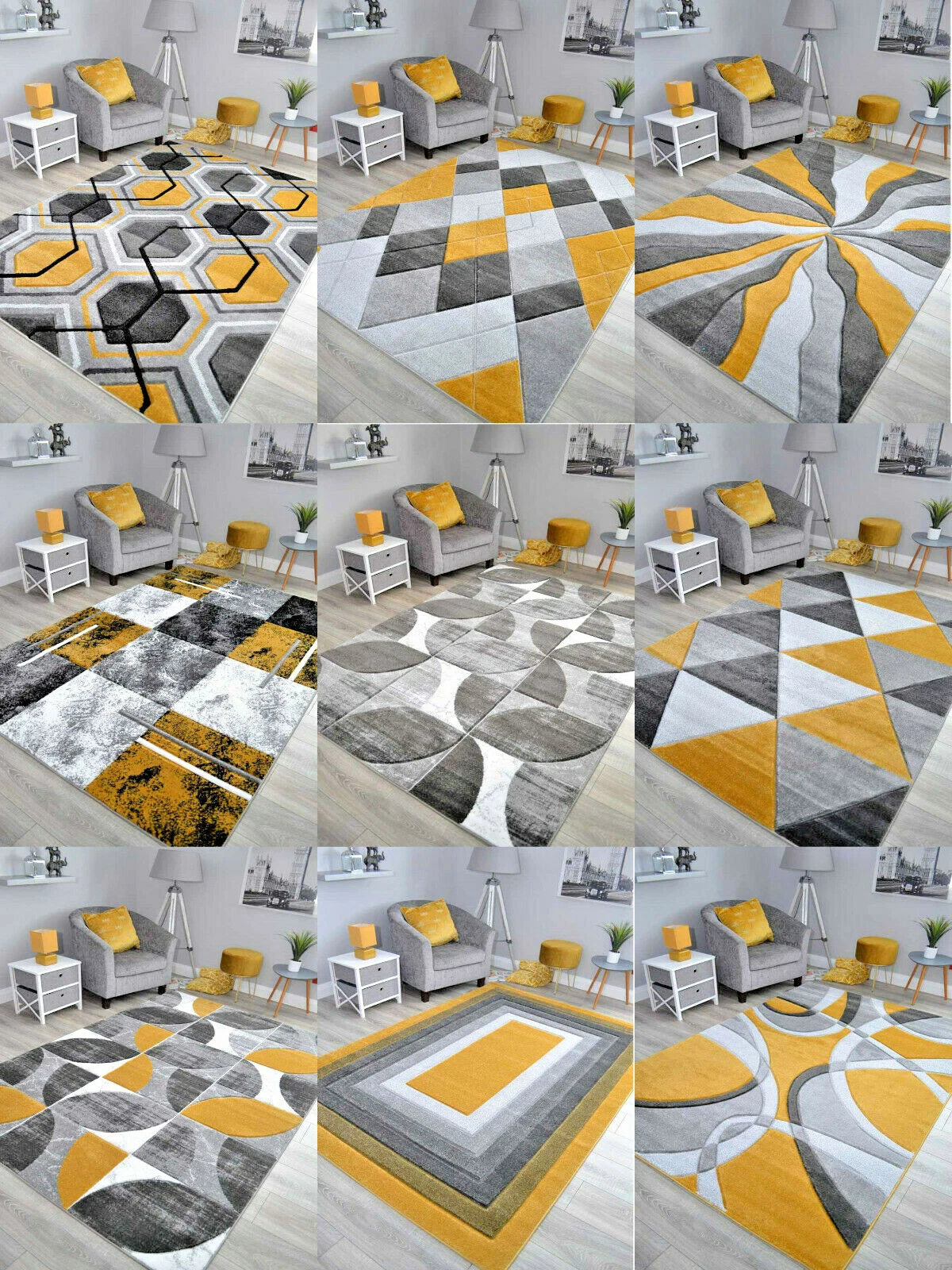 New Hand Carved Ochre Gold Grey Mustard Small Extra Large Size House Rugs Cheap
Opens in a new windo