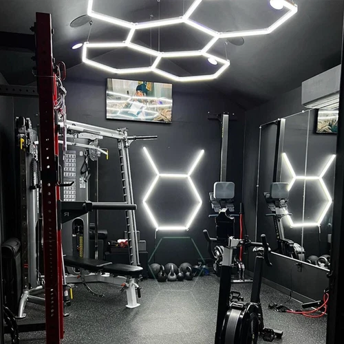 Hexagonal LED Garage Lights Honeycomb Detailing Showroom 5 Grids Ceiling Light - Picture 13 of 20