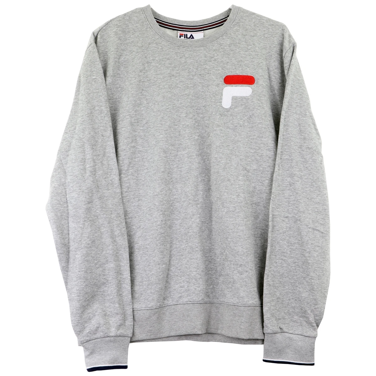 FILA Men s French Terry Crew Neck Pullover Sweatshirt X Large Grey