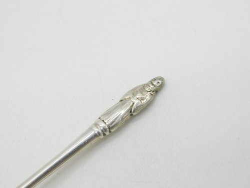 Sterling Silver Apostle Terminal Teaspoon Antique 1924 Sheffield Art Deco - Picture 2 of 3