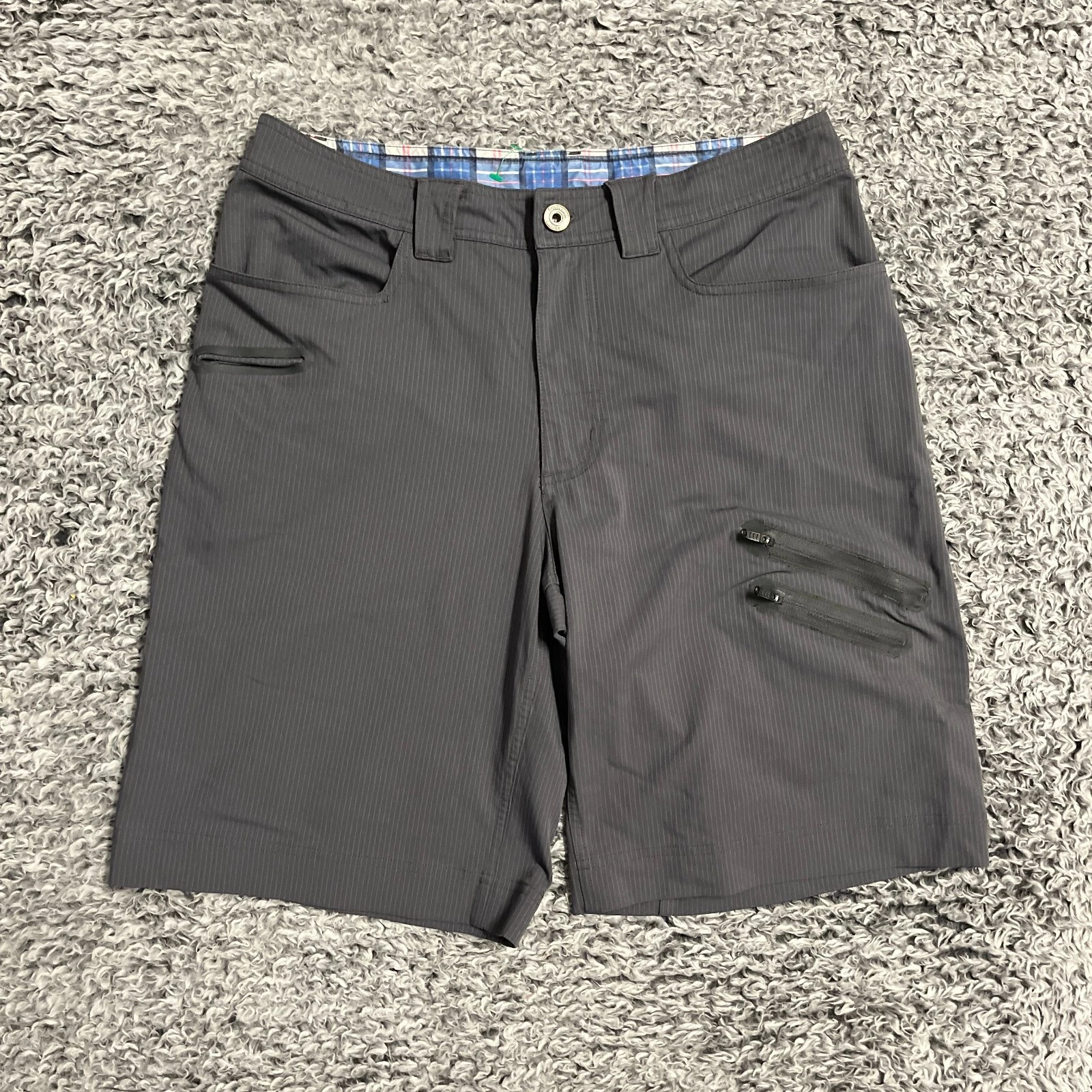 Lululemon Shorts Adult 34 Gray Chino Golfing Outdoor Striped Pockets Casual Mens