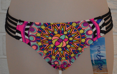 Women's Rue Bleu Retro Geo Strappy Bikini Swim Bottom Sizes XS, S, M, XL