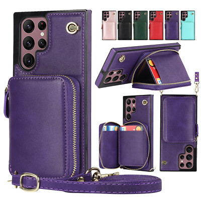 For Samsung Galaxy S22 S21 S20 Note 10 Crossbody Wallet Leather