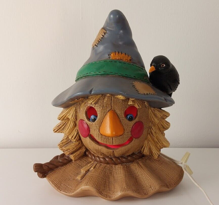 VTG Hand Painted Ceramic Cute Scarecrow Lamp - Fall, Halloween, Autumn Decor