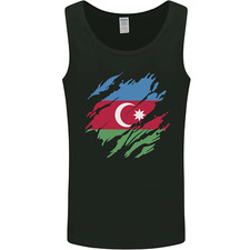 Torn Azerbaijan Flag Azerbaijani Day Football Mens Vest Tank Top