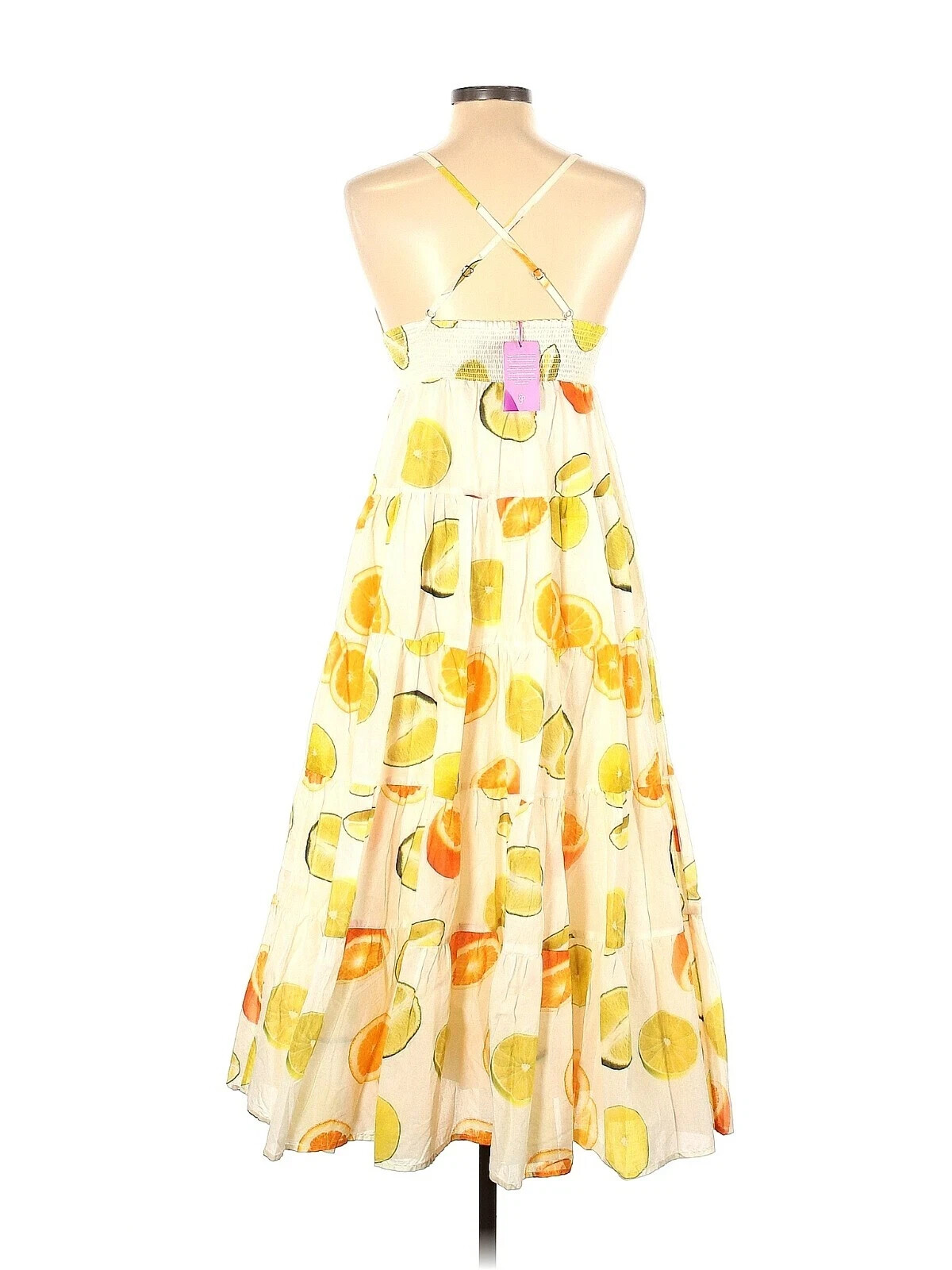 NWT J.Crew Edie Parker Button-front Tiered Maxi in Limes Oranges Citrus Dress M