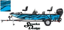 Distressed Black Cyan Pontoon Modern Fishing Graphic Bass Boat Vinyl Wrap Decal