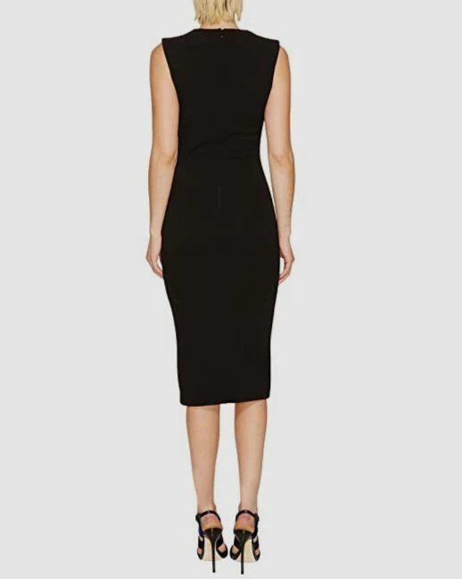 $1199 Dsquared2 Women's Black Wool Jersey Sleeveless Sheath Dress Size S