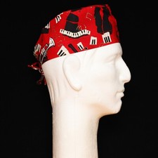 Musical Instruments on Red Theme Scrub Hat