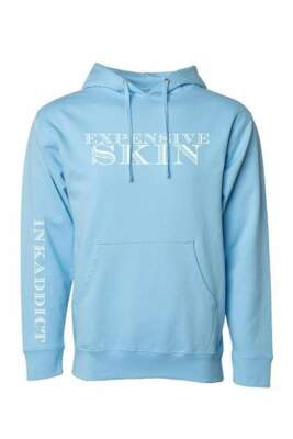 NEW Ink Addict EXPENSIVE SKIN Pullover Hoodie BLUE AQUA SMALL-3XLARGE TATTOO