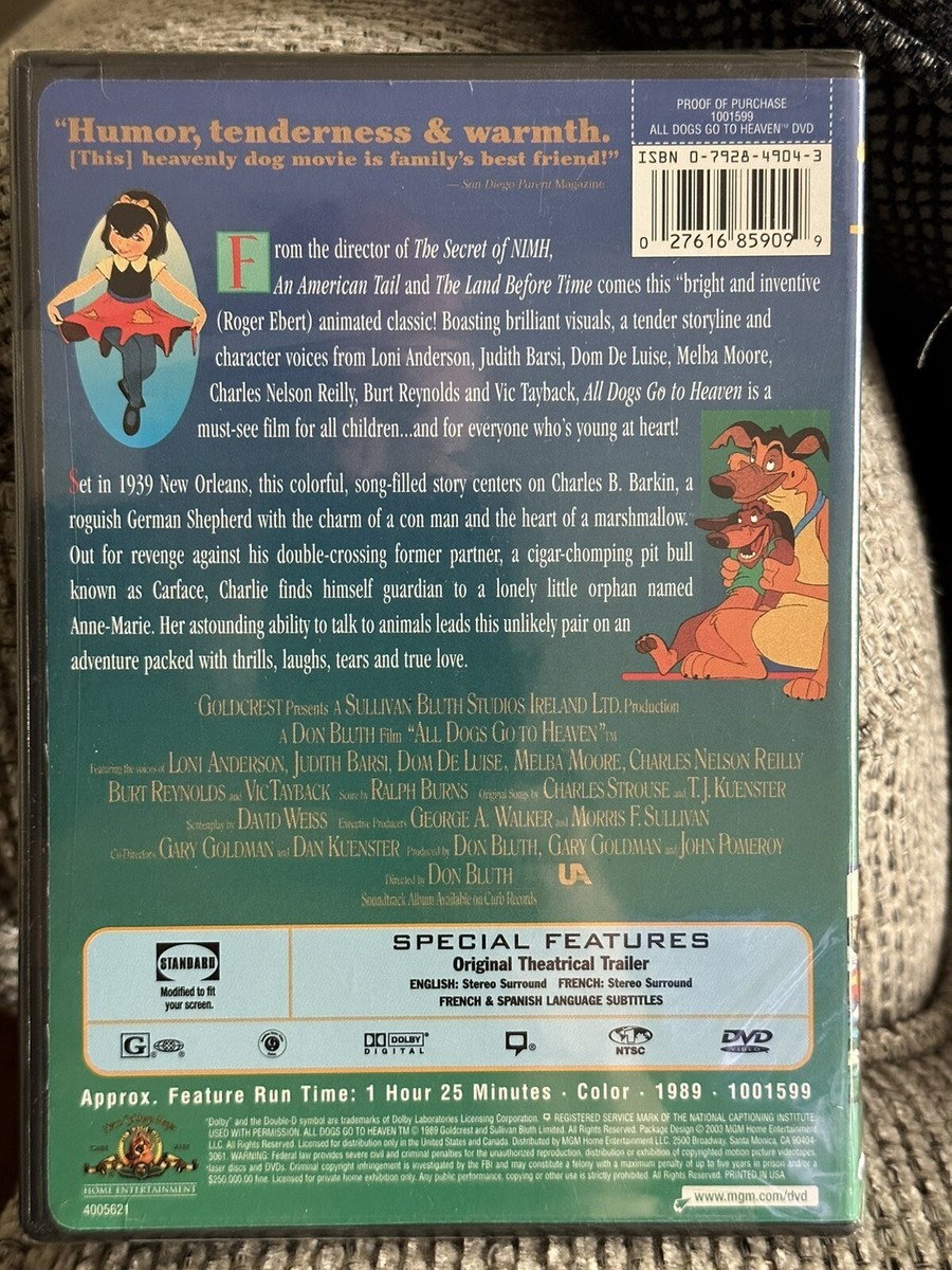 All Dogs Go to Heaven DVD NEW SEALED Don Bluth Loni Anderson Melba