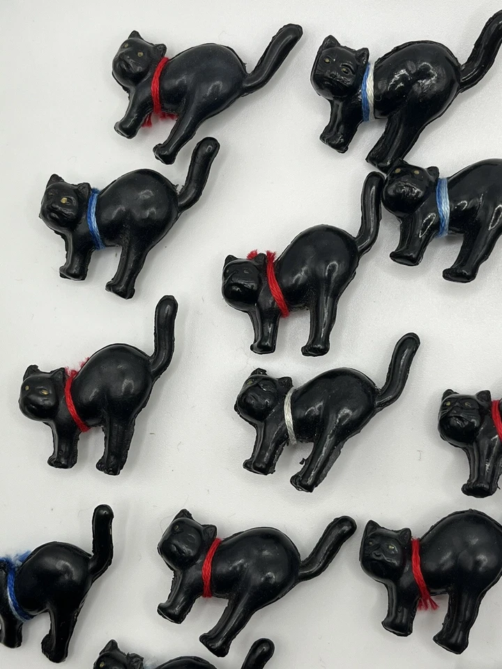 39 Mini figuras de gato negro de juguete de celuloide vintage años 30 Japón Halloween Foto 3 de 4