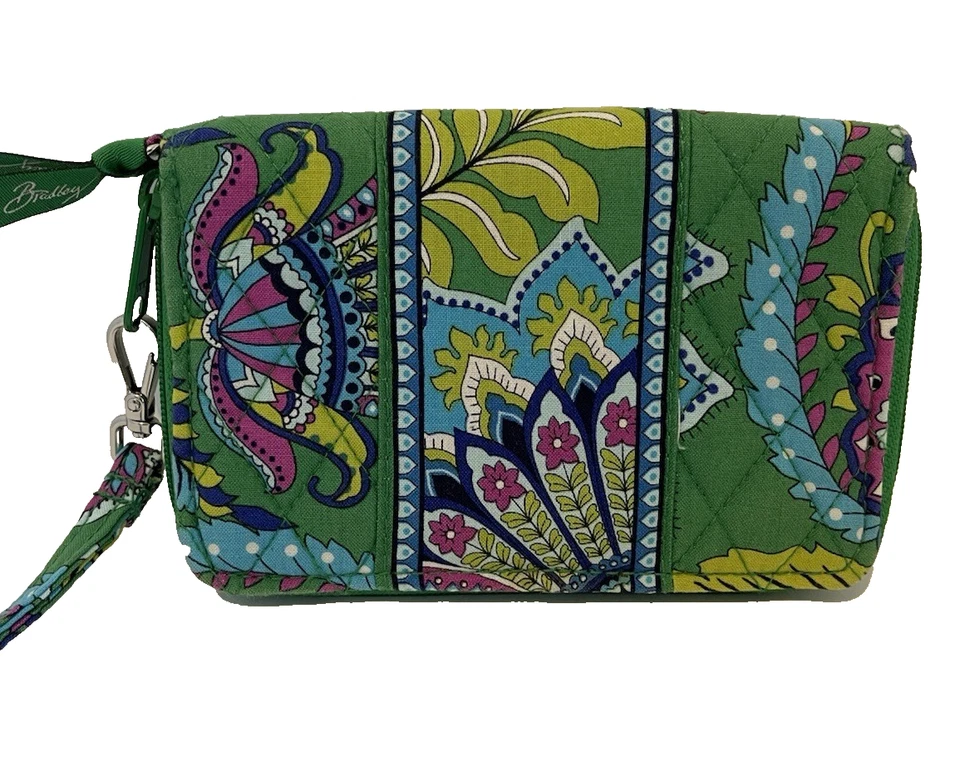 Cartera y muñeca VERA BRADLEY con cremallera alrededor - verde cachemira esmeralda Foto 2 de 4