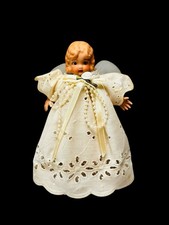 Vintage Handmade Porcelain Child Doll Angel Christmas Tree Topper Holiday 6&rdquo;