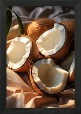 Coconuts on Silky Fabric Framed Wall Art Poster Canvas Print Picture