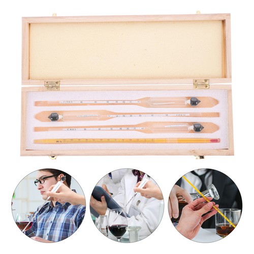 1Set Glass Alcohol Hydrometer Wine Tester Portable Reusable Khaki