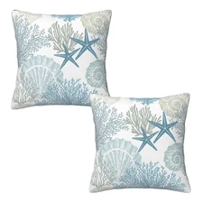 Nautical Coastal Beach Pillow Covers 18x18 Set of 2 Decorative Pillow Covers New