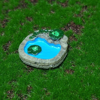 5x Feengartenartikel, süßer Froschteich, Teich mit Lilie, Brücke, Wasserrad