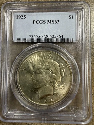 1925 Peace Silver $1 Dollar PCGS MS 63