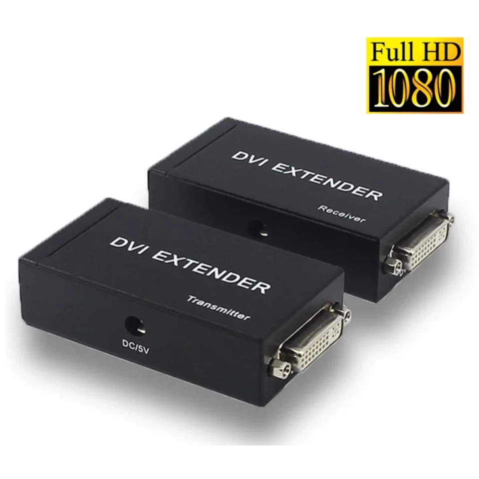 60M 1080P 3D DVI Extender Via RJ45 Cat5e/6 Cable W/ EDID TO Transmitter Receiver - Image 3 of 4