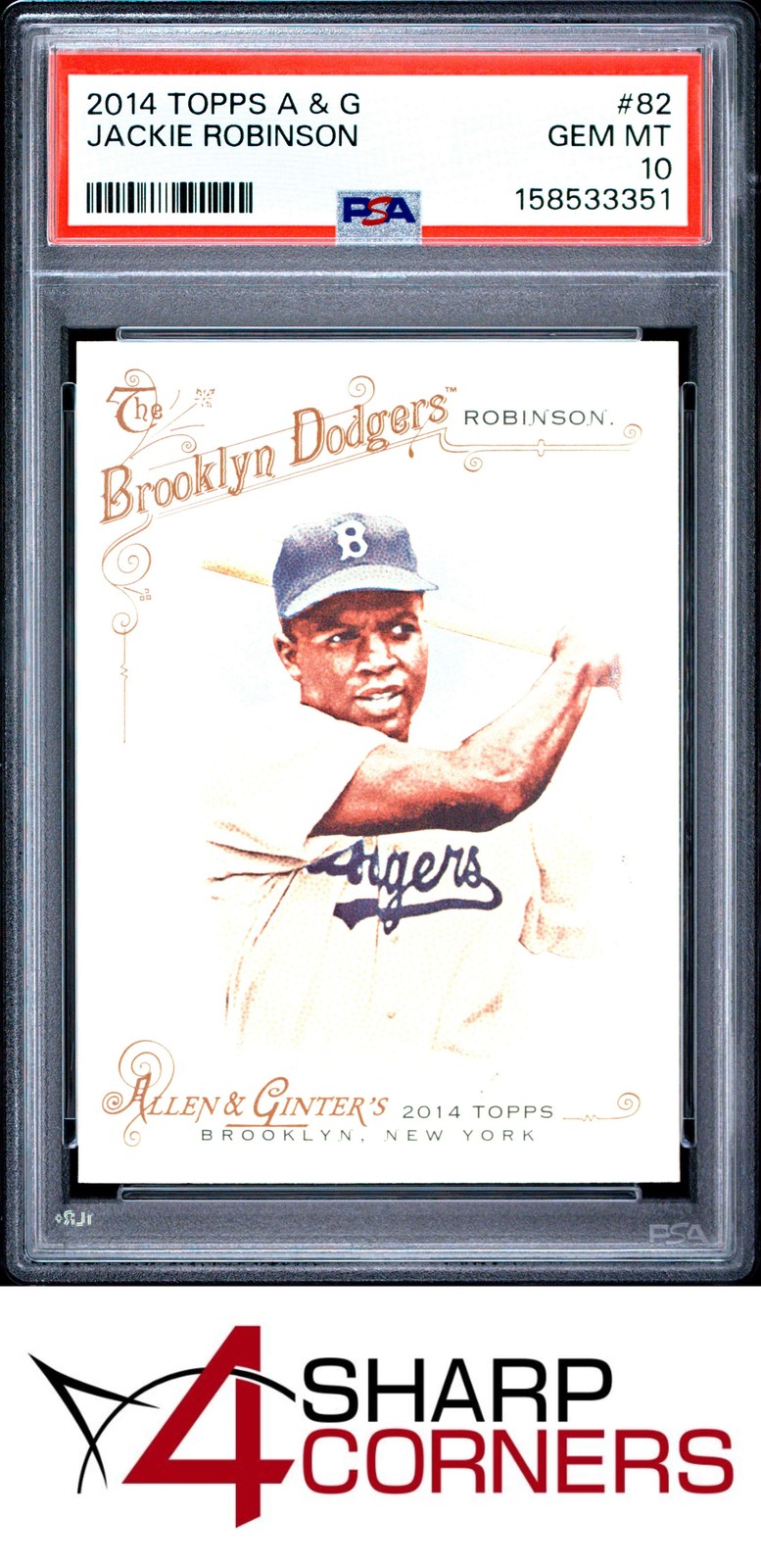 2014 TOPPS ALLEN & GINTER #82 JACKIE ROBINSON HOF PSA 10