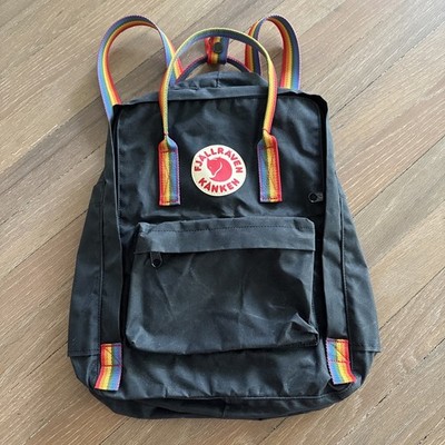 Fjallraven Kanken Rainbow Backpack Black Rainbow Straps  display picture 1