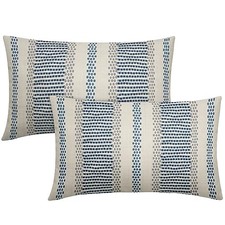Blue Pillow Covers 12x20 Set of 2 20" x 12" Pack of 2 Blue Grey Boho Striped