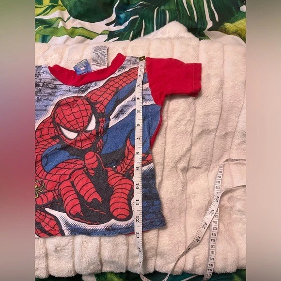 Винтажный Y2K Marvel Amazing Spider-Man классический пижамы унисекс детей Sz 4 мультфильм PJ Топ - Изображение 4 из 4