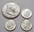 1963‑D Franklin Half • 3× 1964 Dimes‑P • 90% Silver Lot • X151