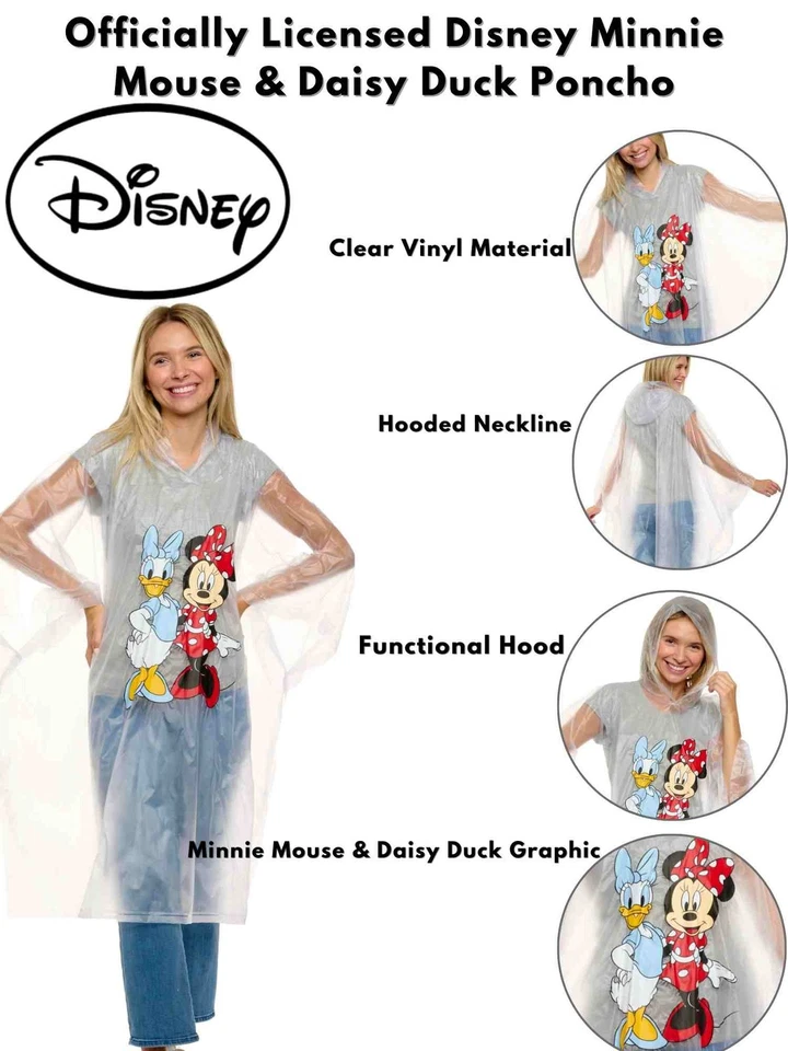 Poncho de lluvia para mujer adulto Disney Minnie Mouse y Daisy Duck paquete de 2 resistentes al agua Foto 3 de 4