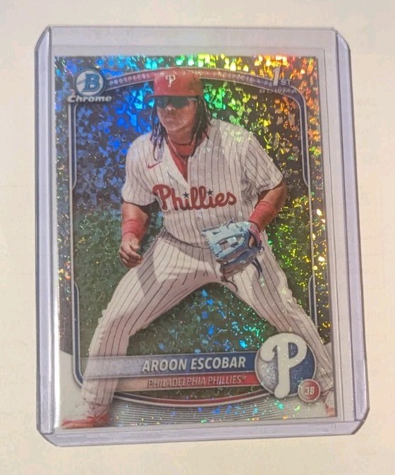 AROON ESCOBAR 2025 Bowman Chrome #BCP65 Phillies Mini Diamond Refractor 