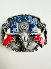 1995 SISKIYOU Texas Longhorn Flag Belt Buckle Lone Star State N-67 Made in USA