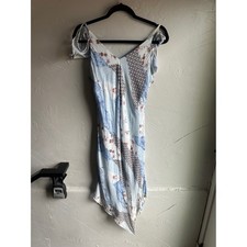 Cottagecore Y2K Patchwork Print Asymmetrical Hem Print Slip Dress Slay Sz M