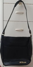 NIKON BLACK VINYL LEATHERETTE CAMERA SHOULDER BAG YKK ZIPPER VINTAGE JAPAN STAMP