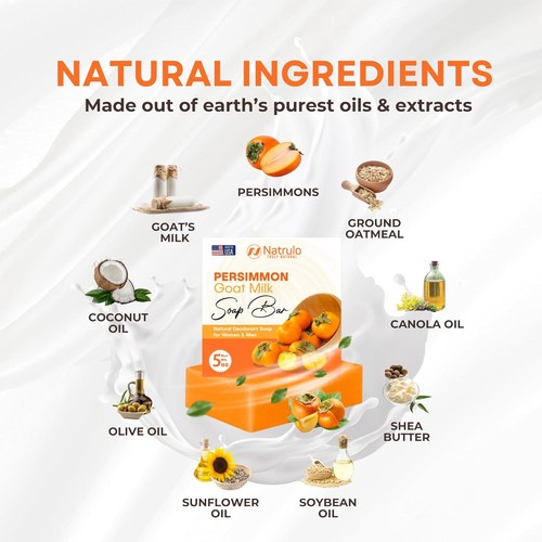 Persimmon Soap Bar for Body Odor Control – Purifying Deodorizing Wash... - Picture 5 of 6