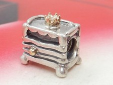 Original Pandora Bicolor 14k Gold Silber Prinzessin & die Erbse Charm 790320