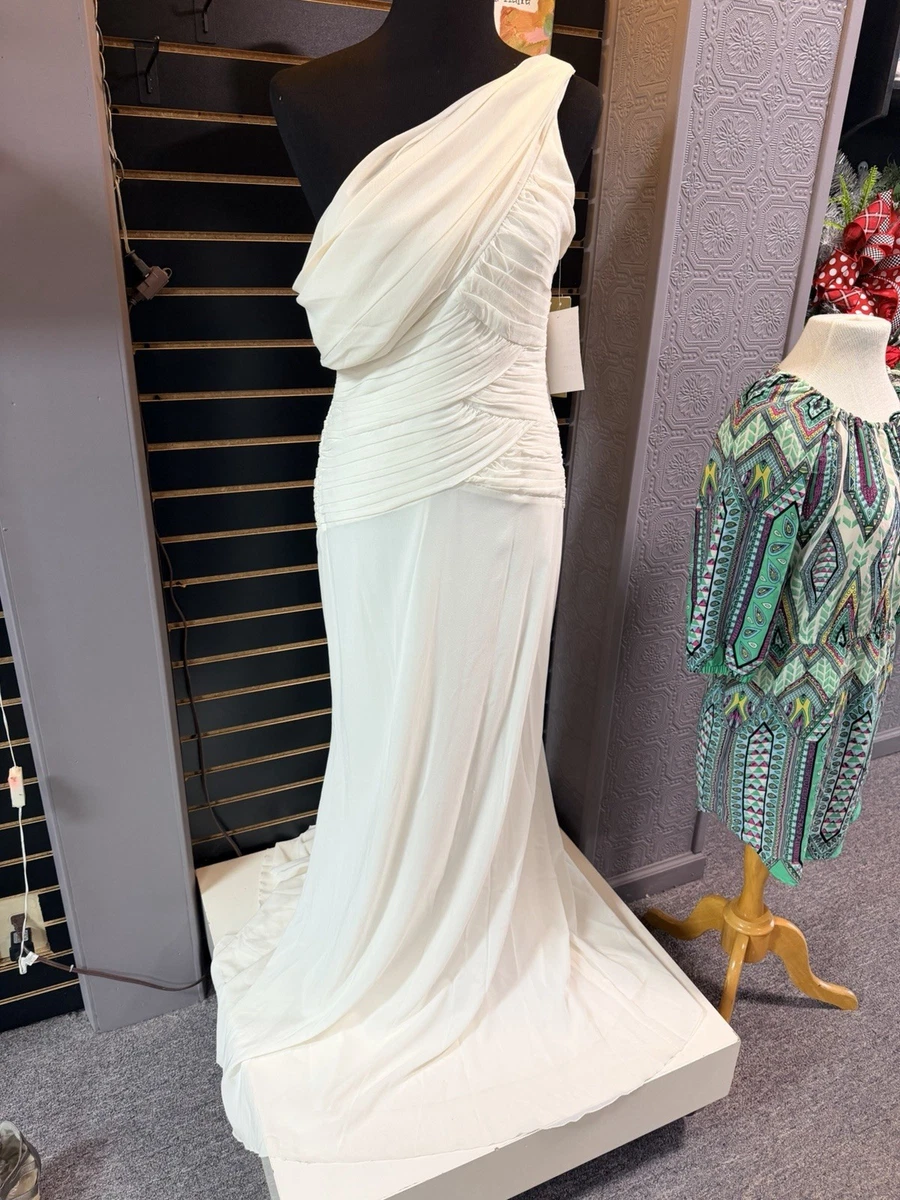 off shoulder ivory wedding dress See-Through Off Shoulder Beach Wedding Dress with Appliques WD363 US2 / Ivory