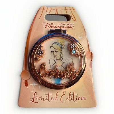 Hong Kong Disney Pin CINDERELLA Makeup Compact Mirror Hinge NEW on Card LE 500