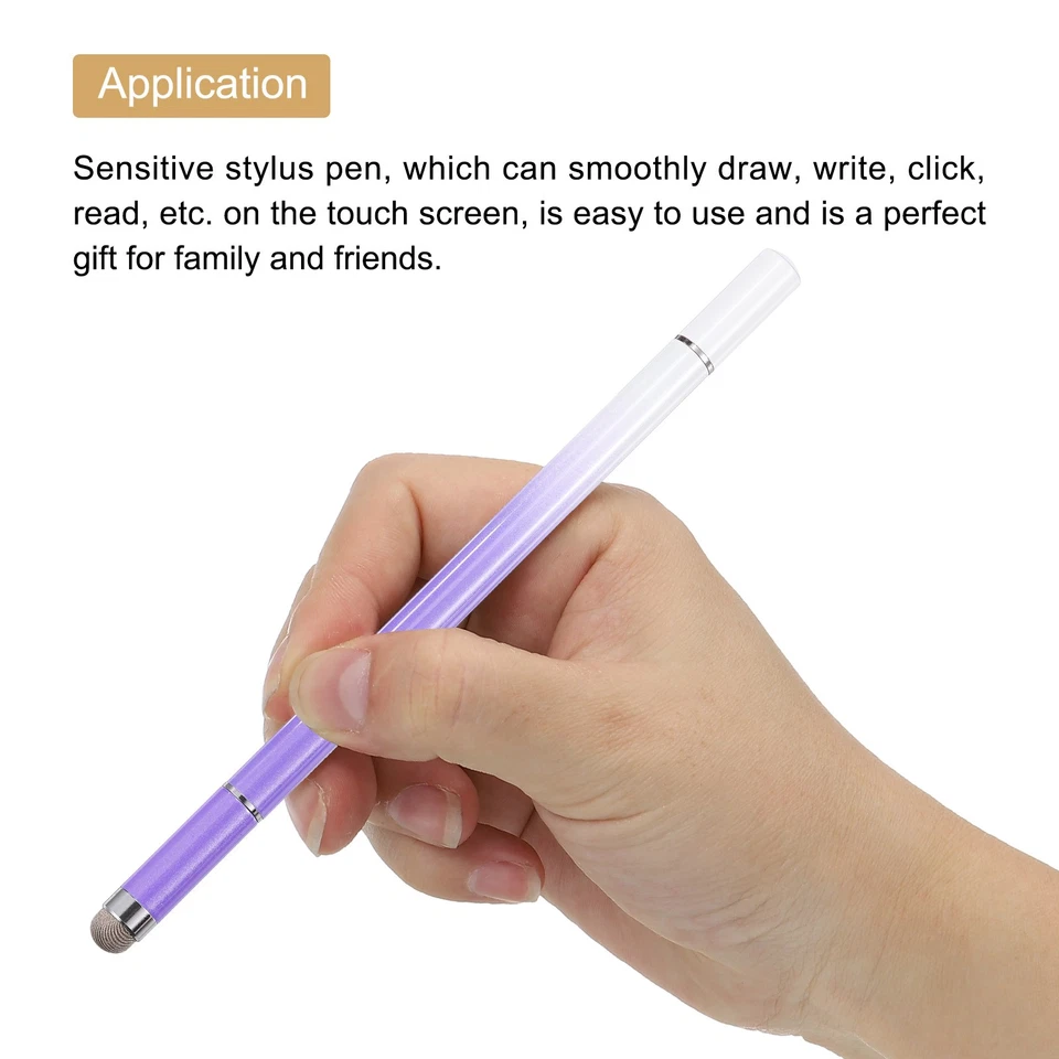 Bolígrafo con punta de lápiz óptico 3 en 1 bolígrafos de tinta universales, púrpura Foto 3 de 4